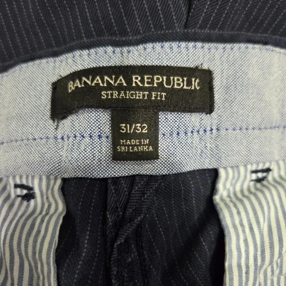Banana‎ Republic Men's 31x32 Straight Fit Pants Navy Blue Pinstripe 100% Cotton